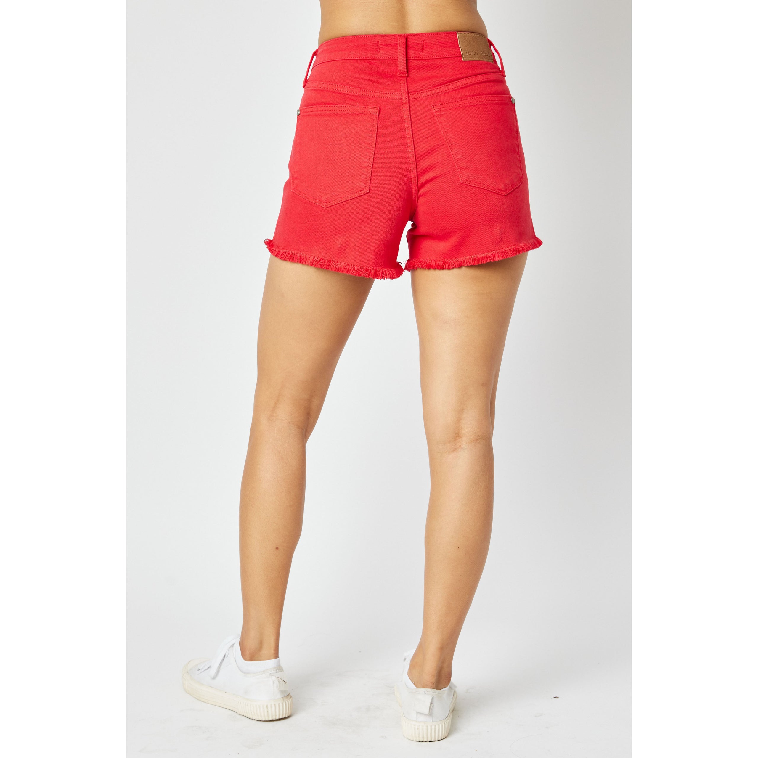 Judy Blue mid-rise garment dyed fray hem shorts